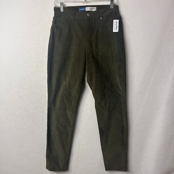 Old‎ Navy Pants Women's 2 Green OG Straight Corduroy Grunge Classic Goblin Core - Picture 1 of 4